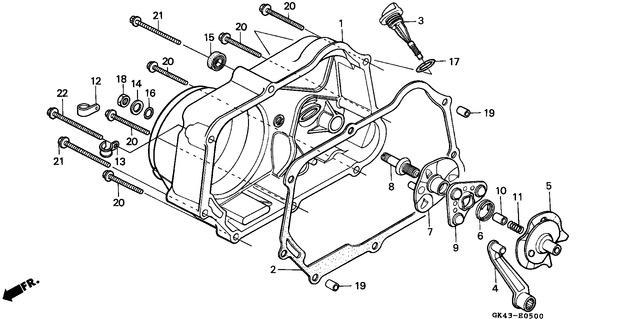 Genuine Honda C50G (1986) E-05 RIGHT CRANKCASE COVER (C50DF / G/DG/J/N/SN) Motorcycle Parts