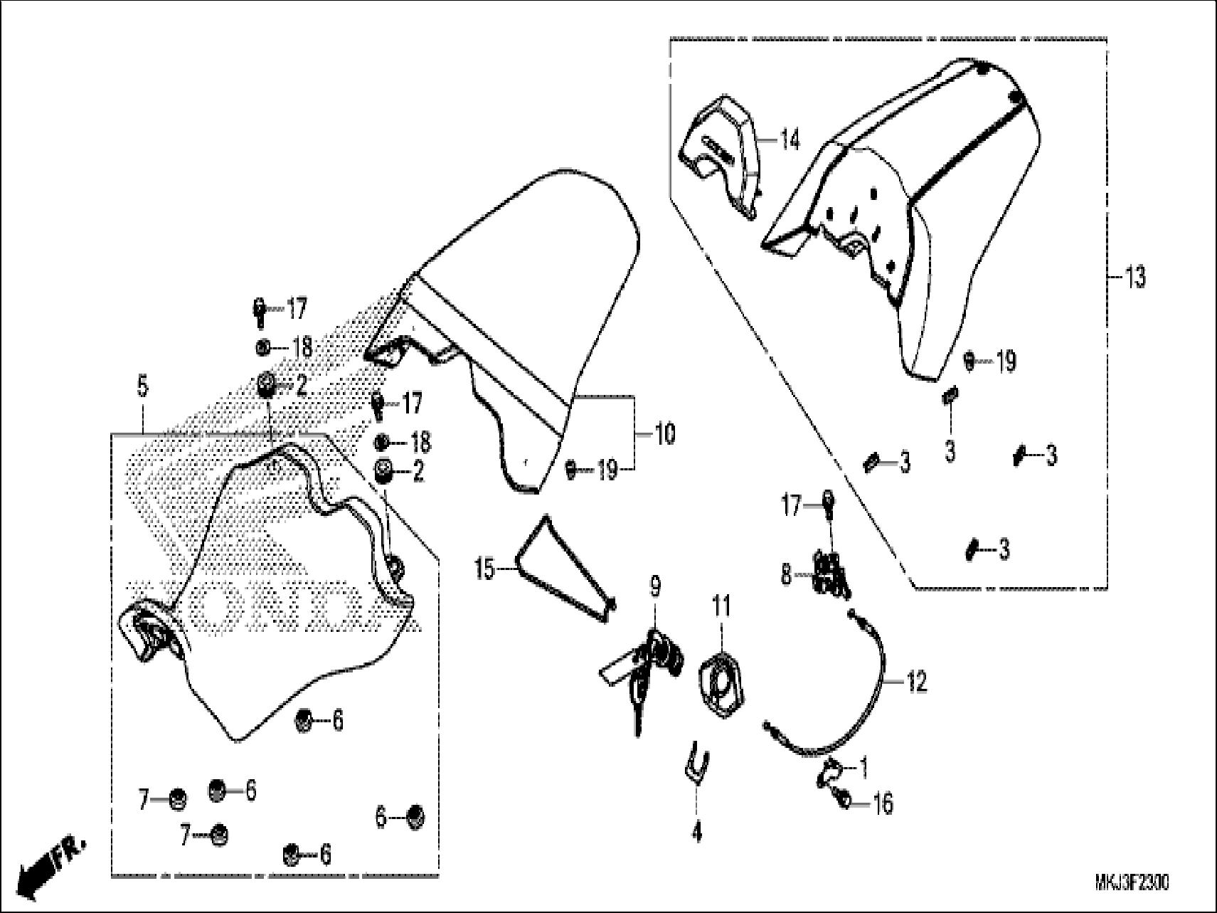 Honda CB1000RAK 2019 Cowl Assy., Seat *Nhb01* (77400MKJD10ZC)