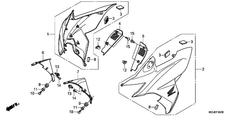 フロントウイング カードサプライセット Honda CBF1000FC 2012 Cowl Set, L. Fr. (Wl) *Ty (64203-MGJ-B10ZA)