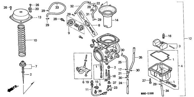 Honda NX650T 1996 Carburetor Assy. (Ve87A B (16100-MAN-621)