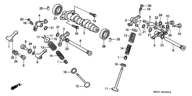 Genuine Honda XR200RE (1984) E-03 CAMSHAFT / VALVE Motorcycle Parts