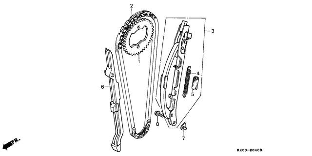 Genuine Honda XR200RE (1984) E-04 CAM CHAIN / TENSIONER Motorcycle Parts