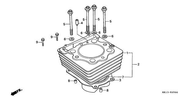 Genuine Honda XR250RE (1984) E-05 CYLINDER Motorcycle Parts