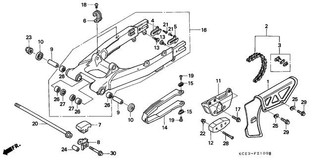 Honda XR250RV 1997 Washer, R. Swingarm (42307-KT1-770)